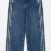 Jean Wide Leg con Rayas Laterales – Azul Medio