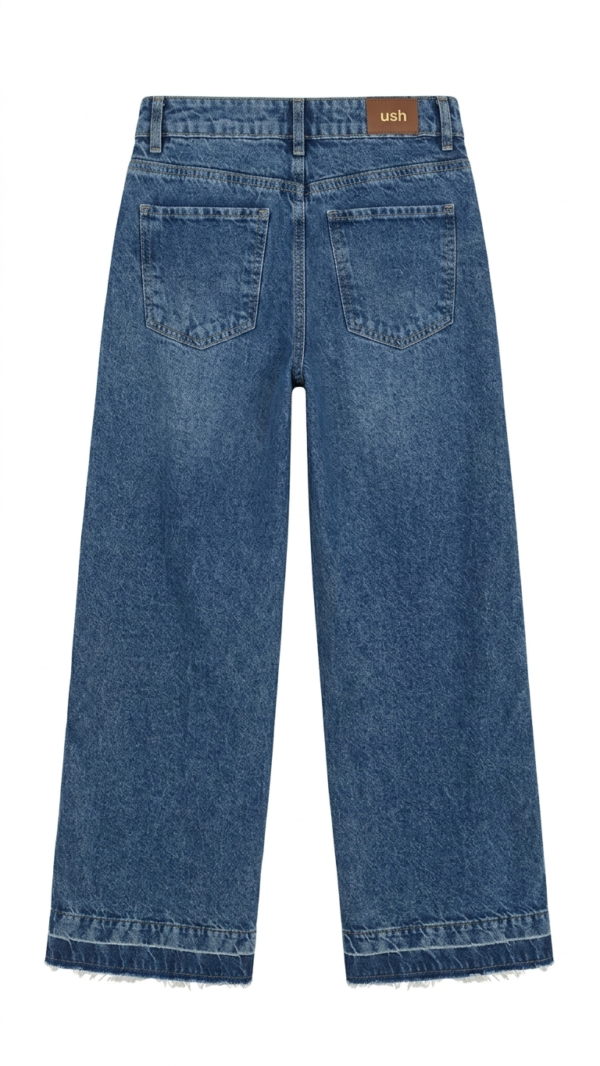 Jean Wide Leg con Rayas Laterales – Azul Medio