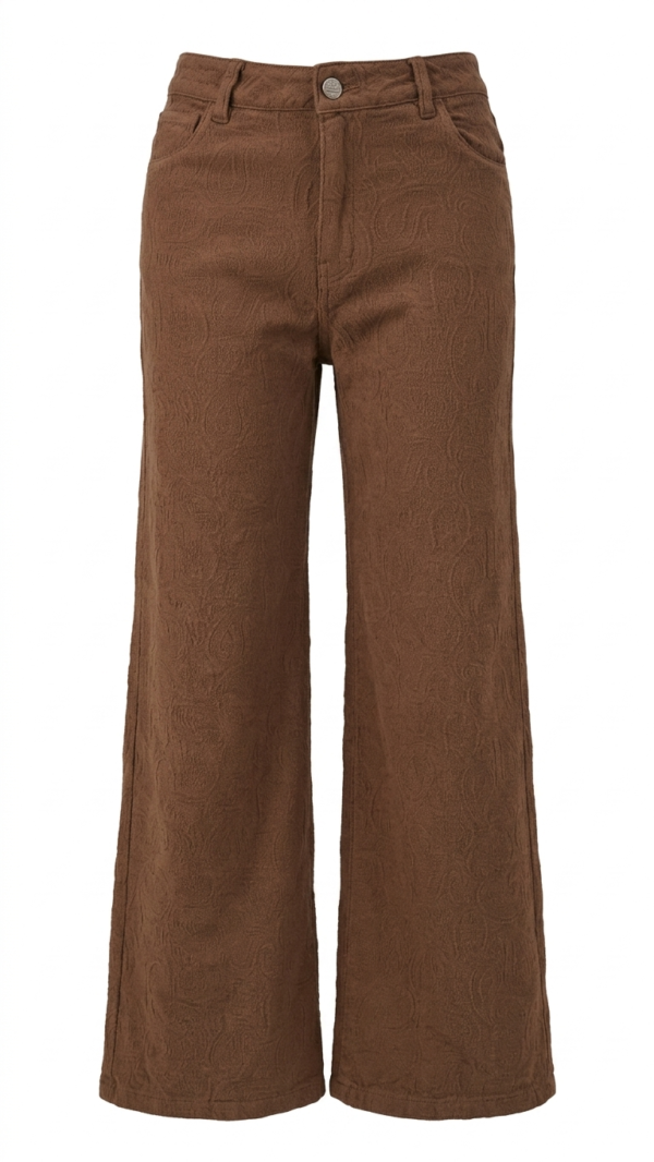 Jean Karoshe Textured Wide Leg – Marrón Café