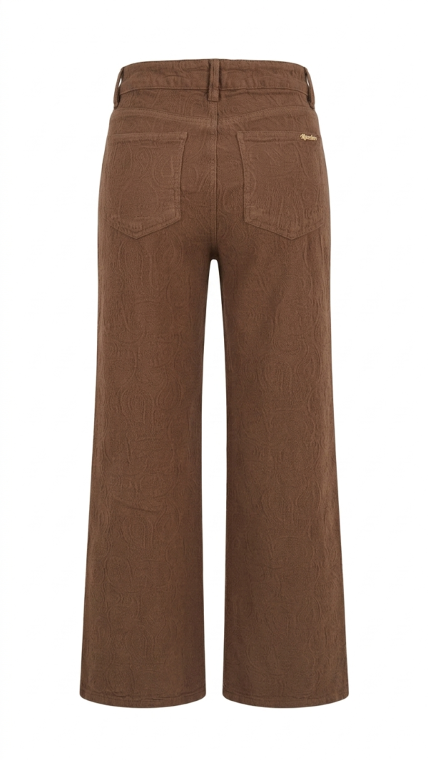 Jean Karoshe Textured Wide Leg – Marrón Café