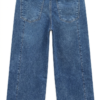 Jeans  De Tiro Alto Con Lazo y Corte Ancho- Azul Clasico