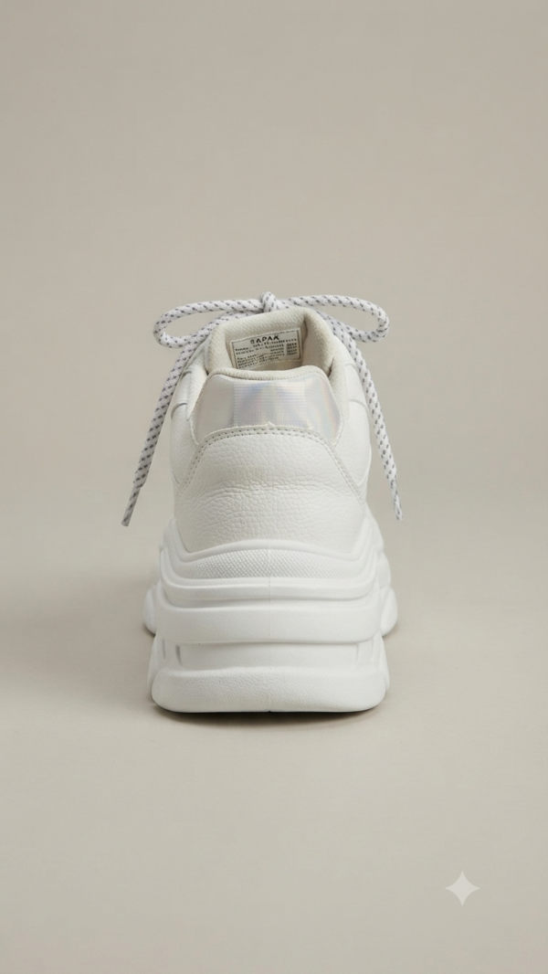 Tenis Chunkys Blancos con Detalles Metalizados y Agujetas Bicolor